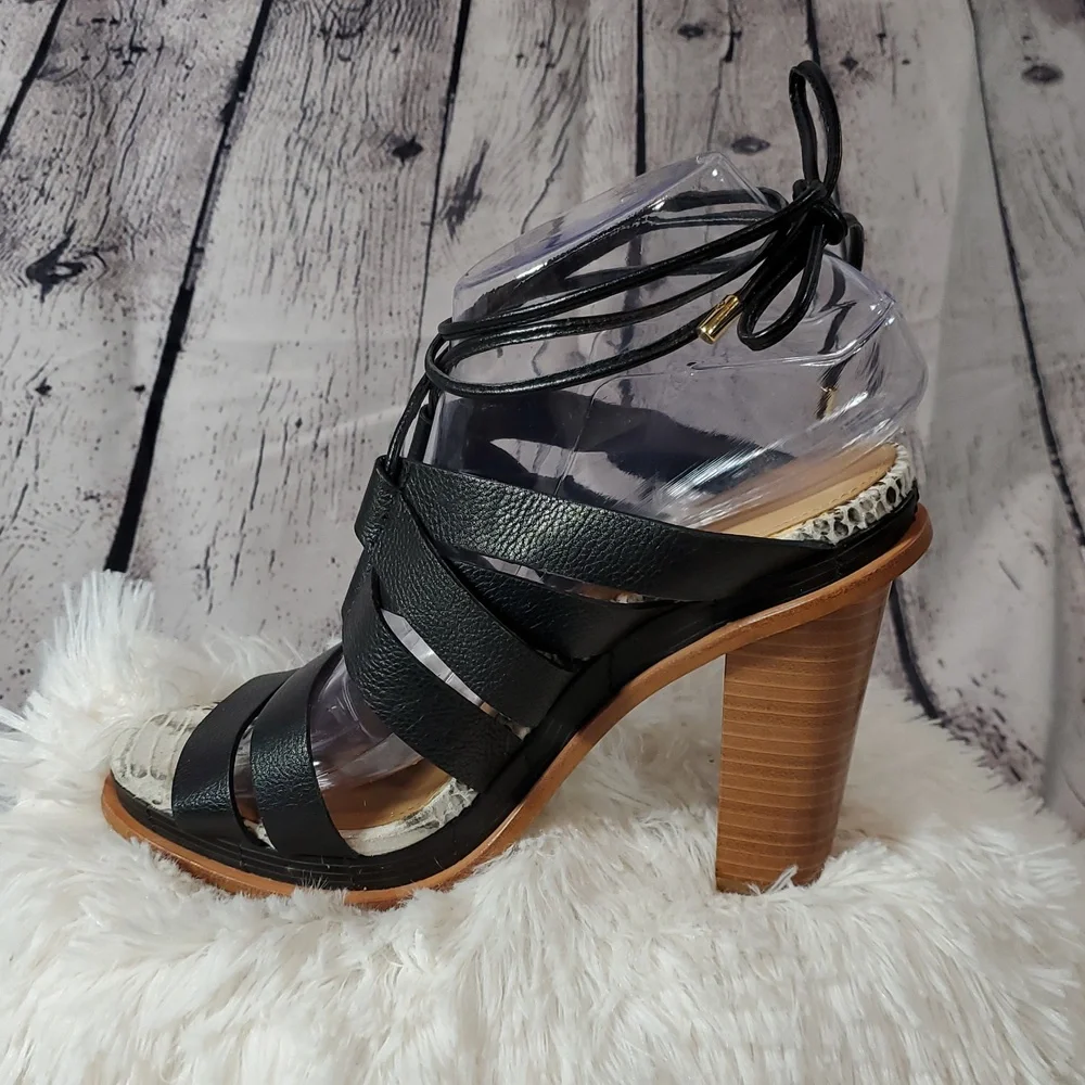 Calvin Klein Black Strappy Heeled Sandals Size 8.5 EUC